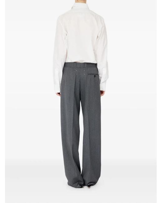 Maison Margiela Gray Tailored Wide-Leg Trousers With High Waist