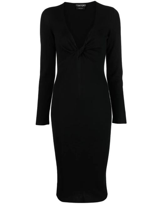 Tom Ford Black V-Neck Knitted Dress