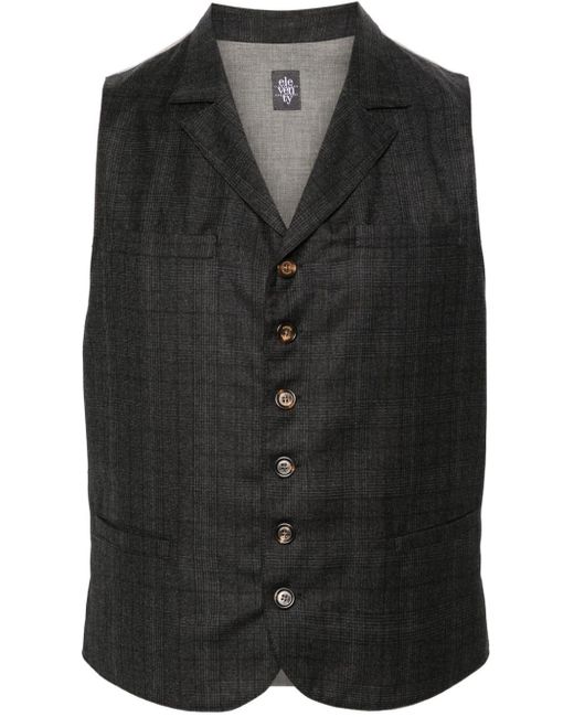 Eleventy Black Checked Wool Waistcoat for men