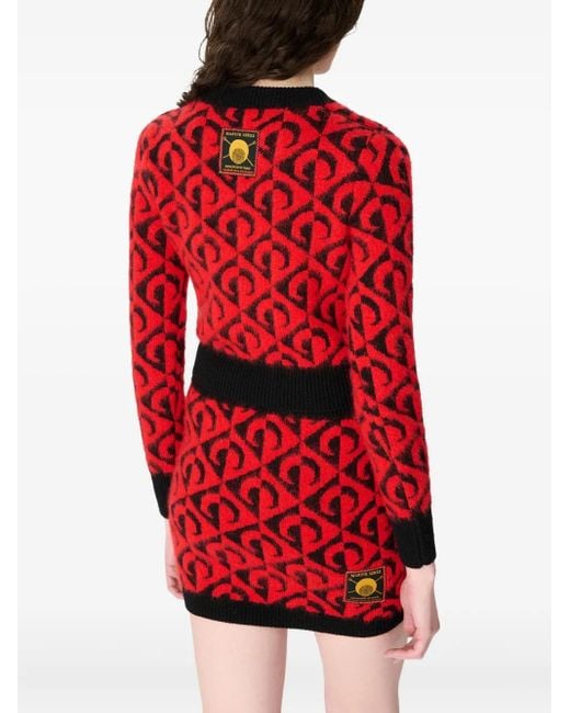 MARINE SERRE Red Moon Lozenge-Knit Miniskirt