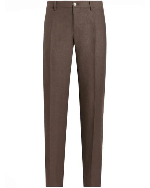 Dolce & Gabbana Brown Pressed-Crease Trousers for men