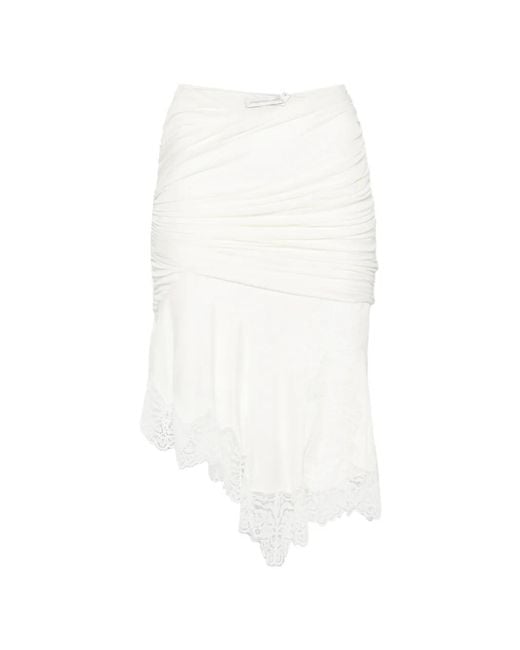 Christopher Esber White Lace-Trim Gathered Mini Skirt