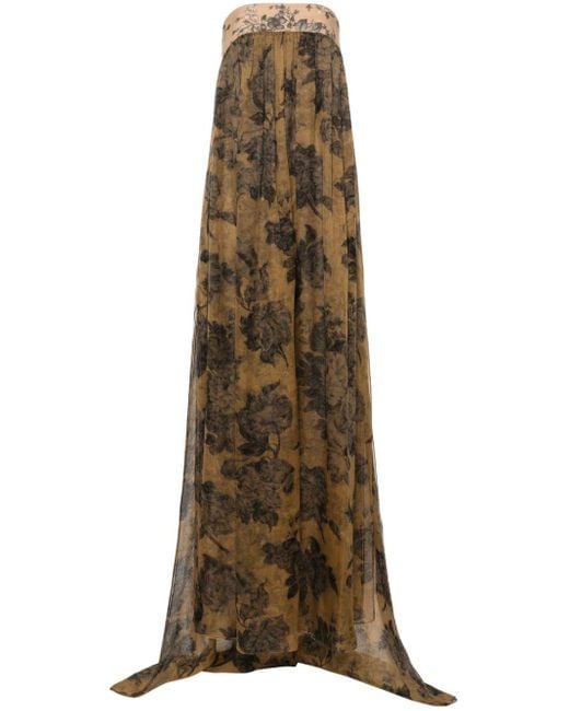 Max Mara Natural Georgette-Kleid mit Blumen-Print