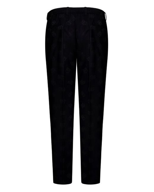 Dolce & Gabbana Black Monogram-Pattern Tailored Trousers for men