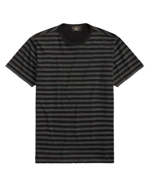 RRL Black Stripe-print Cotton T-shirt for men