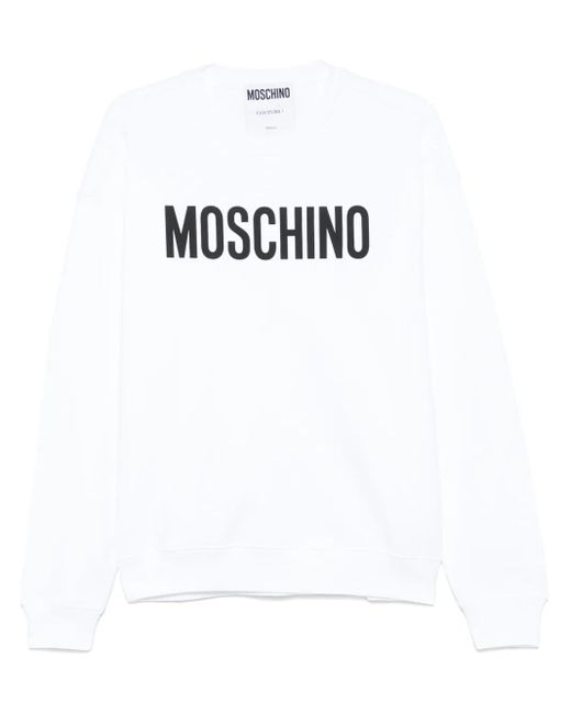 Felpa Con Stampa Logo di Moschino in White da Uomo