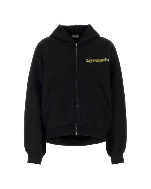 Balenciaga Black Hoodie Cocoon À Logo Imprimé