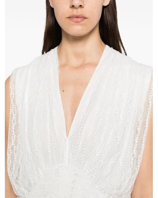 Alberta Ferretti White Ruffled-Hem Top