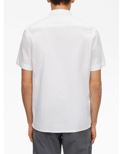 HUGO White Ebor Logo-patch Shirt for men
