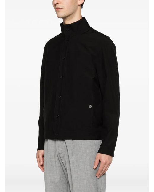 Low Brand Black High-Neck Button-Up Jacket for men
