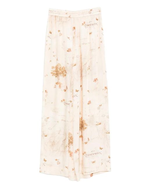 Zimmermann Natural Drawstring Straight-Leg Trousers