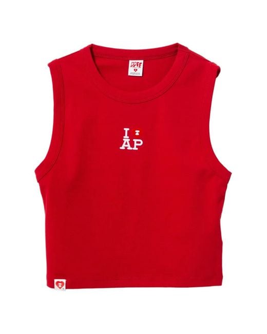 AAPE BY A BATHING AP Red Ribbed-Knit Tank Top