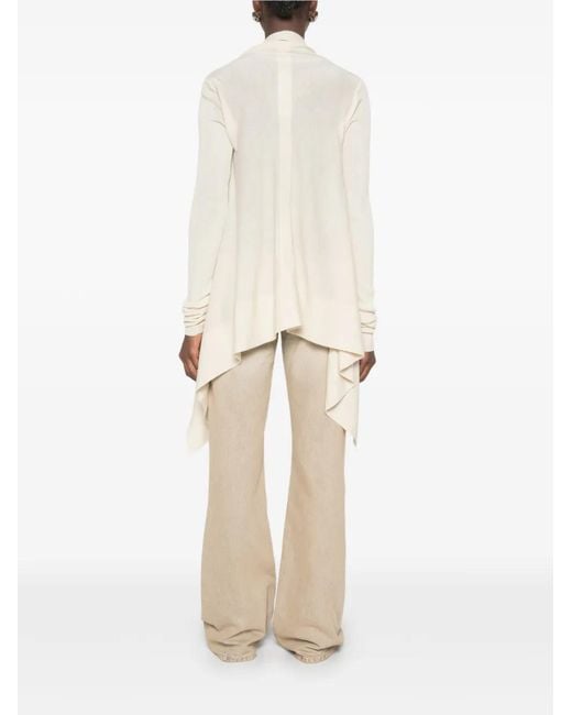 Rick Owens White Virgin Wool Cardigan With Long Sleeves And Loose Fit