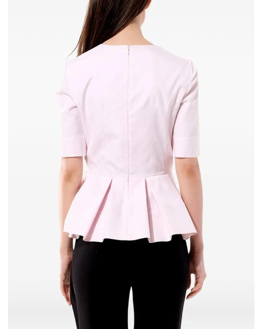 Balenciaga Black Pleated Peplum-Hem Blouse