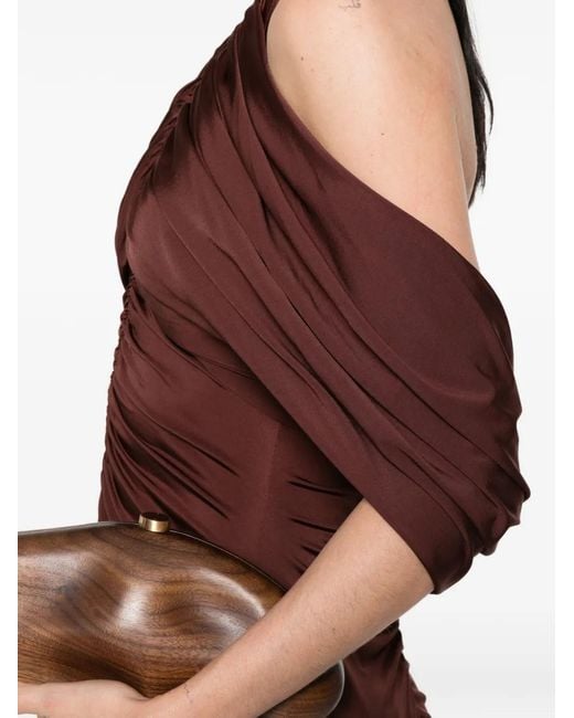 Self-Portrait Purple Jersey Drape Midi Dress