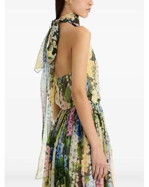 Oscar de la Renta Metallic Foxglove Chiffon Gown