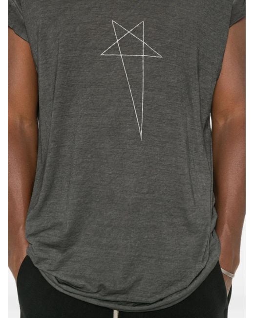 Rick Owens Black Jumbo Sl Pentagram-Print Cap-Sleeve T-Shirt for men