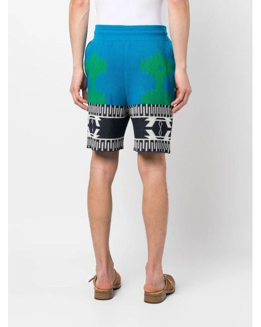 Alanui Green Abstract-Pattern Shorts for men