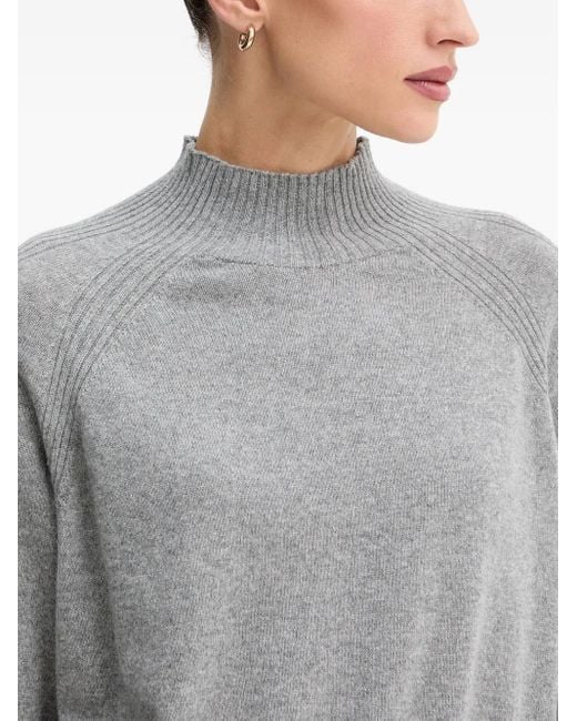 Twinset Gray High-Neck Wool Sweater