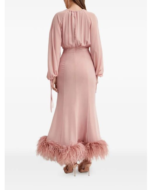 16Arlington Pink Davis Tie-Neck Feather Dress