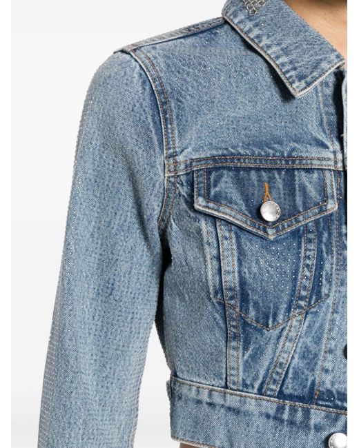 Alexander Wang Blue Rhinestone Denim Jacket - Women's - Cotton