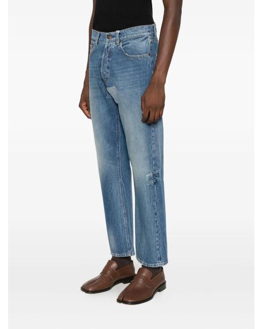 Maison Margiela Blue Whiskering-Effect Jeans for men