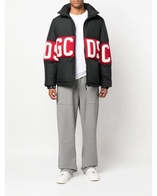 Gcds Black Down Jacket With Logo for men