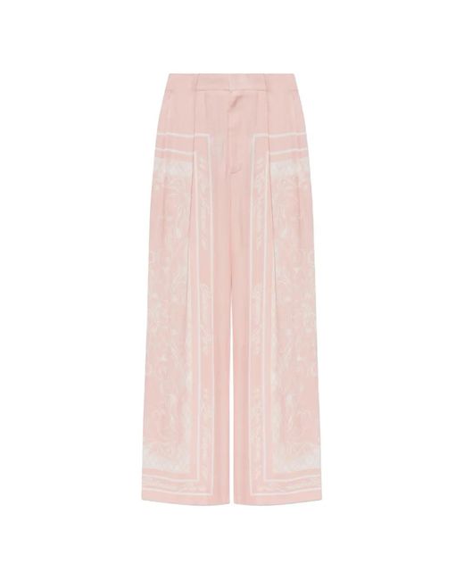 Balmain Pink Logo-Print Palazzo Pants