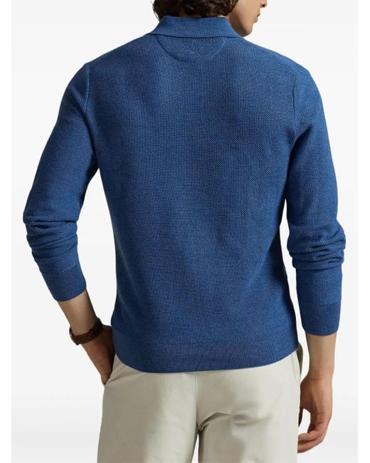 Ralph Lauren Blue Long-Sleeve Polo Sweater for men