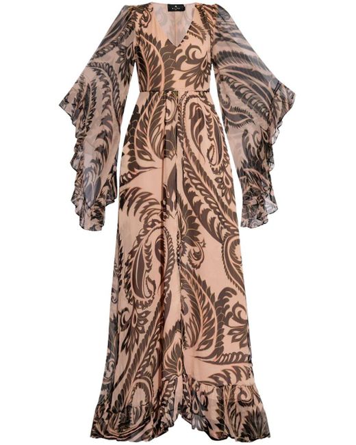 Etro Zijden Maxi-jurk Met Print in het Pink