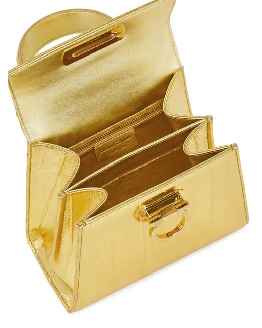 Ferragamo Yellow Small Iconic Top-Handle Cross Body Bag