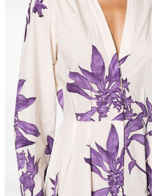 Forte Forte Purple Hemdkleid mit Blumen-Print