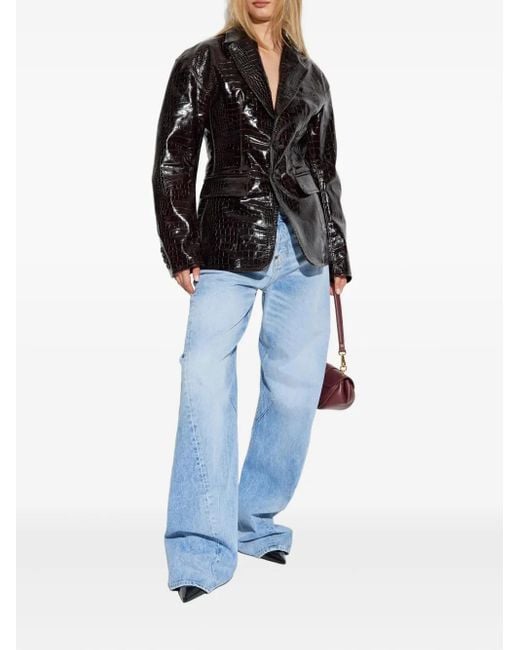 DSquared² Black Crocodile-Embossed Blazer