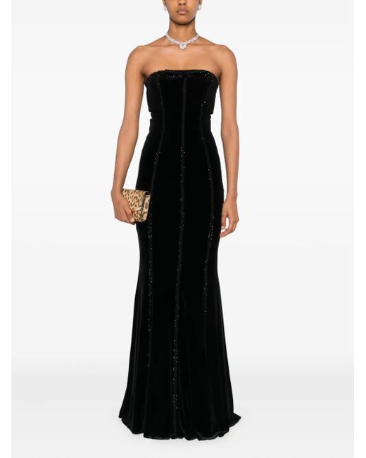 Nissa Black Embellished Maxi Dress