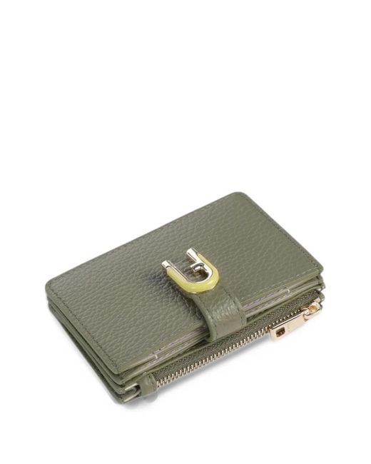 Furla Green Logo-Plaque Pebbled Wallet