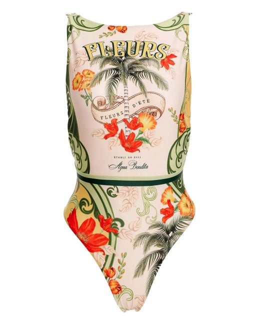 Agua Bendita フローラル ワンピース水着 White