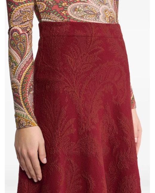 Etro Red Midirock Aus Paisley-Jacquard