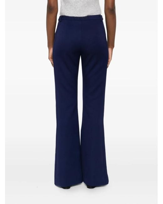 Patrizia Pepe Blue Embroidered Split-Hem Trousers
