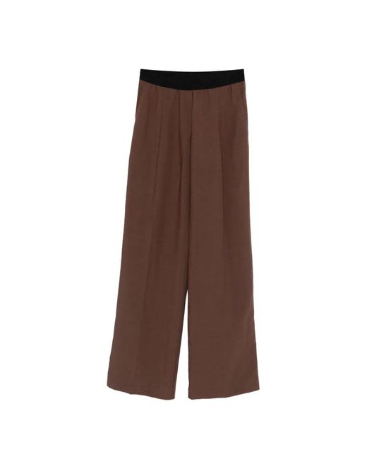 ERMANNO FIRENZE Brown Elasticated-Waistband Trousers