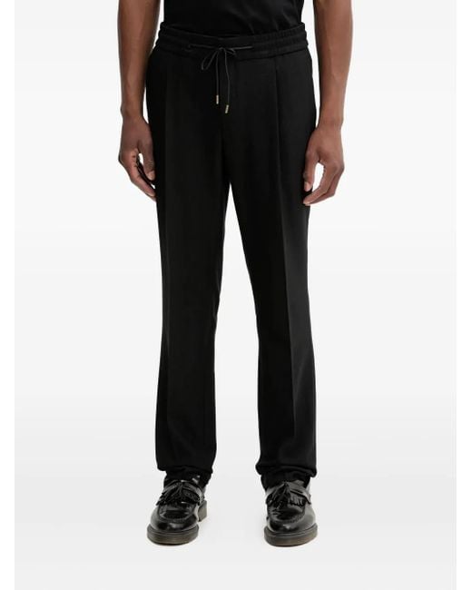 HUGO Black Herringbone Drawstring Trousers for men