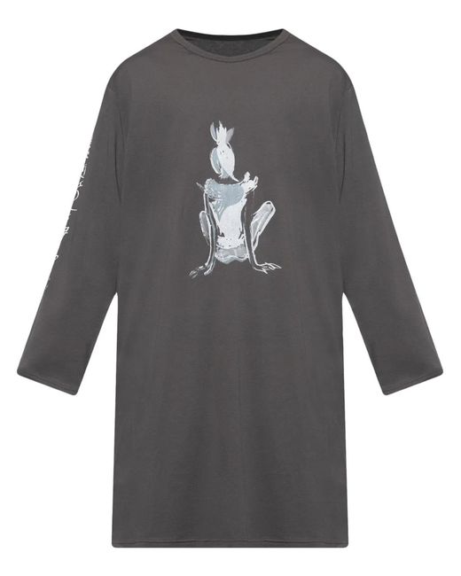 Yohji Yamamoto Gray Long-Sleeve T-Shirt for men