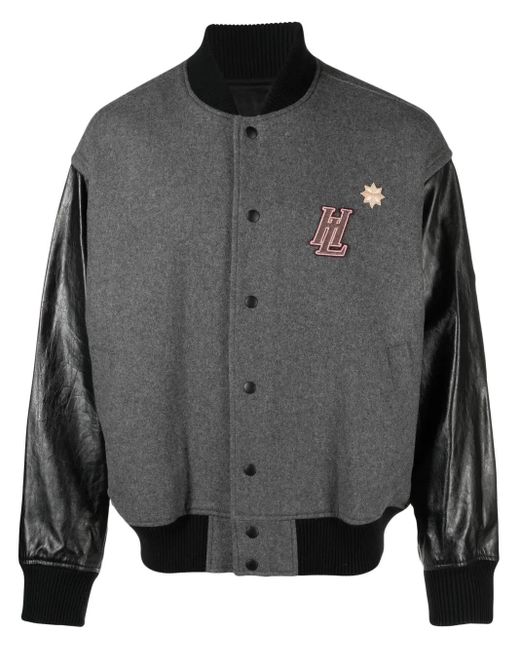 Helmut Lang Gray Logo Varsity Bomber Jacket for men