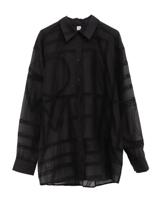 Totême  Poloshirt Met Geometrisch Borduurwerk in het Black