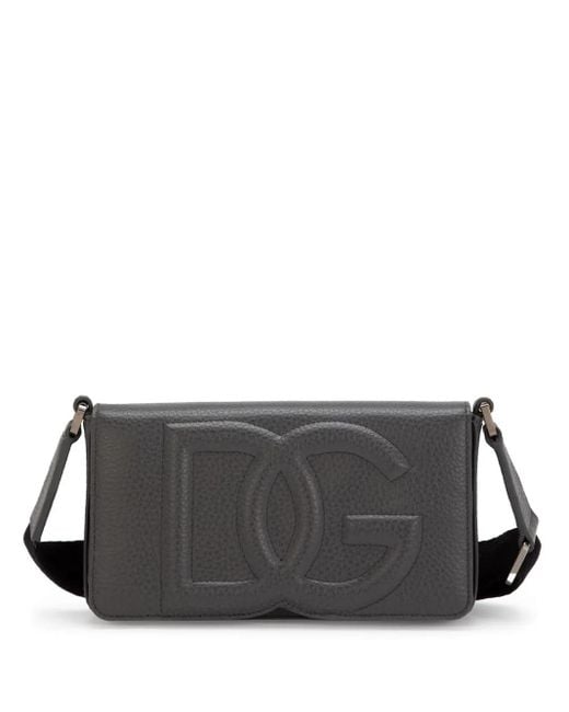 Dolce & Gabbana Gray Logo-Embossed Mini Bag for men