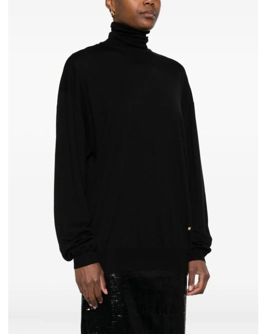 Moschino Black Turtleneck Wool Sweater