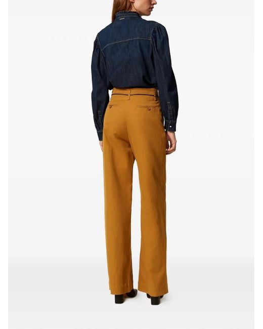 Twinset Yellow Wide Gabardine Trousers