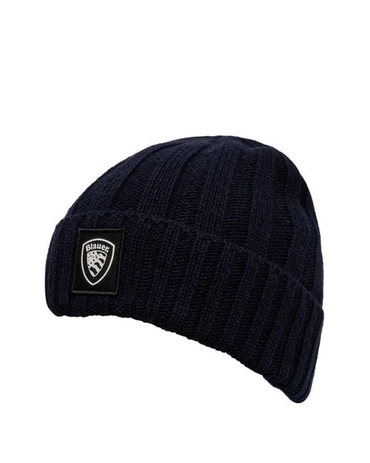 Blauer Black Logo-Patch Beanie Hat for men