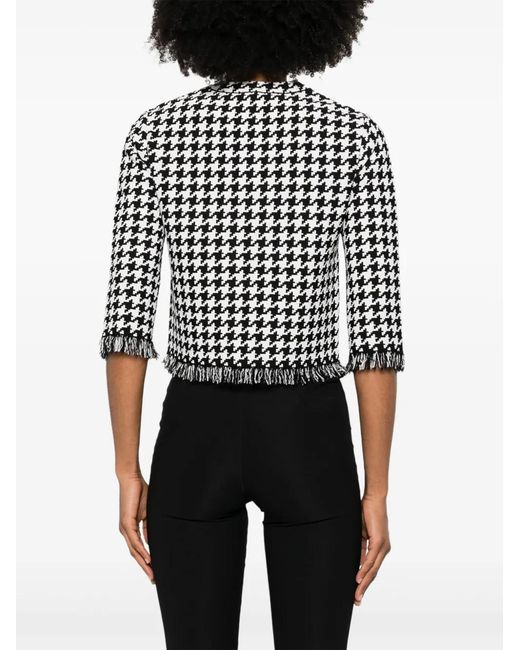 McQueen Black Houndstooth-Pattern Jacket