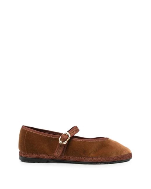 Flabelus Brown Pierre Velvet Ballet Flats