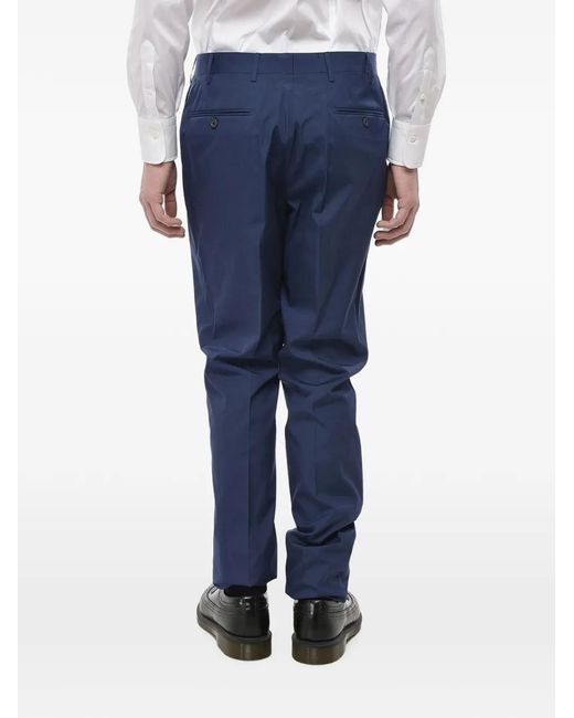 Corneliani Blue Pressed-Crease Trousers for men